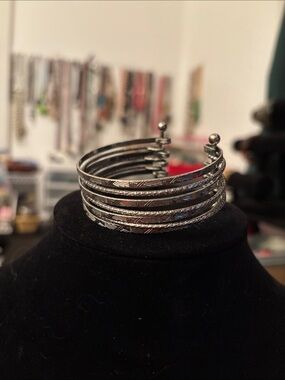 paparazzi Silver-Tone Etched Multi-Band Cuff Bracelet